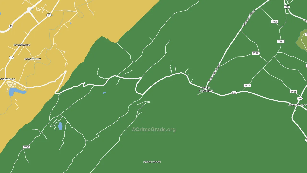 Upperstrasburg, PA Map of Vehicle Theft Rates