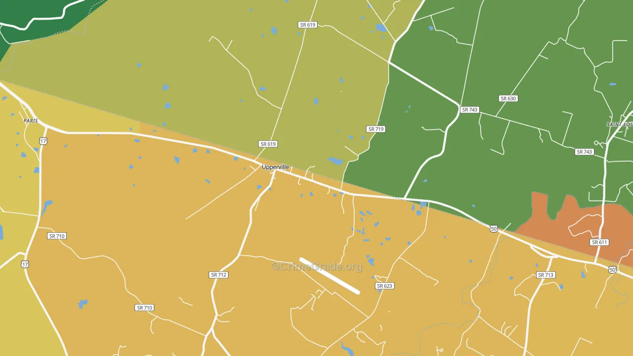 Upperville, VA Map of Vehicle Theft Rates