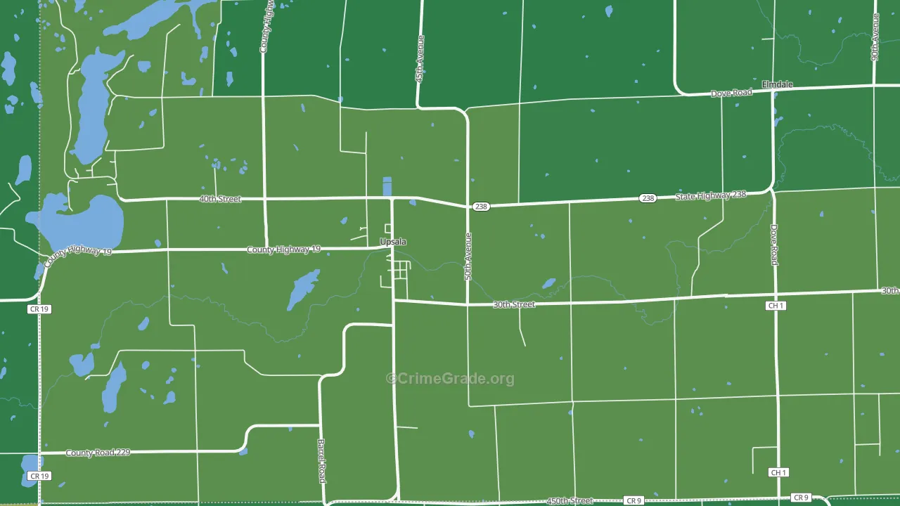 Upsala, MN Map of Vehicle Theft Rates
