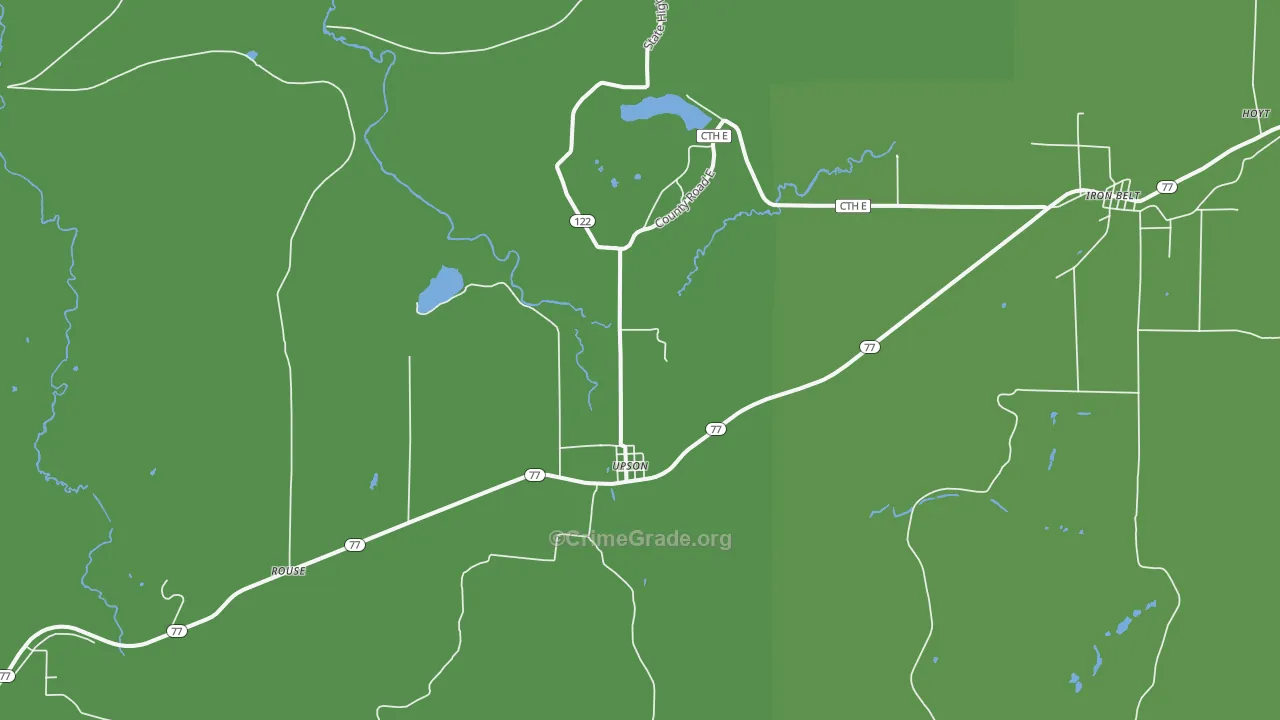 Upson, WI Map of Vehicle Theft Rates