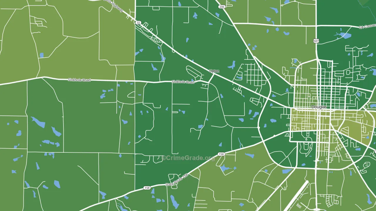 Upton, GA Map of Vehicle Theft Rates