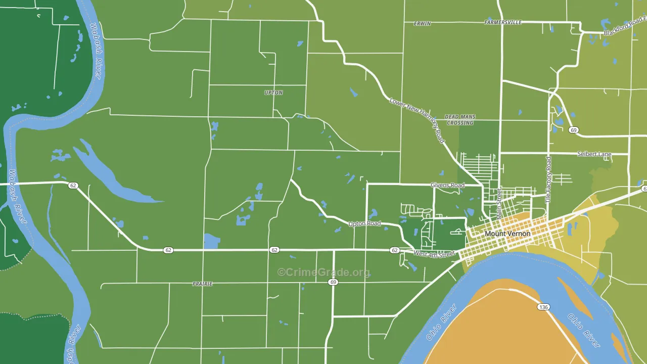 Upton, IN Map of Vehicle Theft Rates