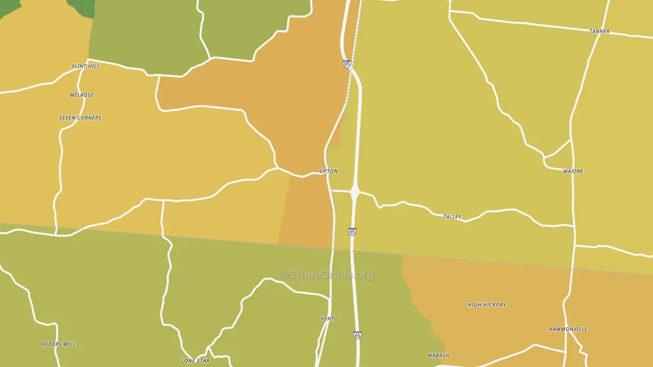 Upton, KY Map of Vehicle Theft Rates