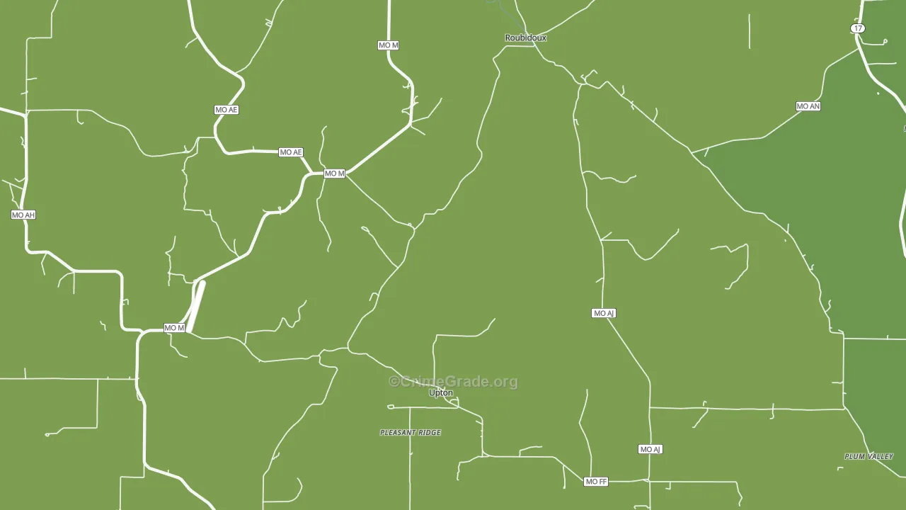 Upton, MO Map of Vehicle Theft Rates