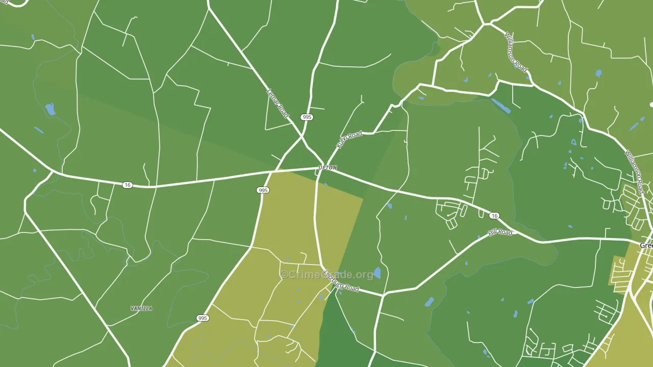 Upton, PA Map of Vehicle Theft Rates