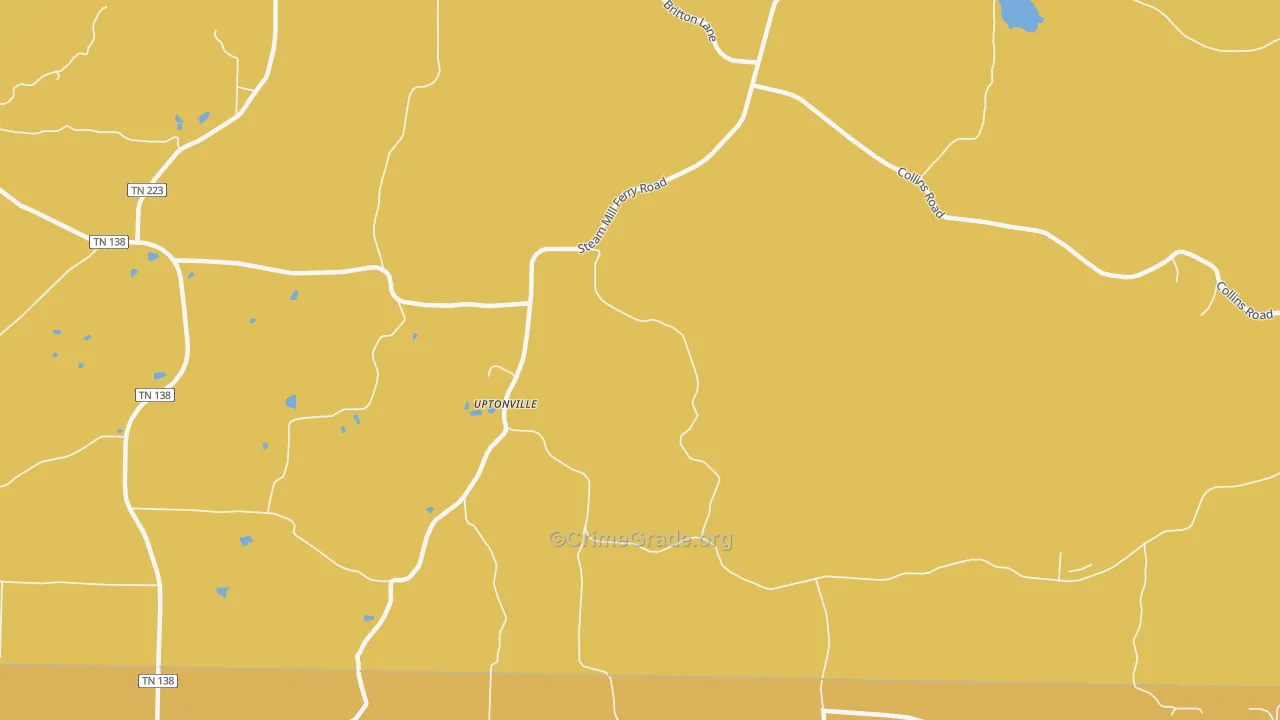Uptonville, TN Map of Vehicle Theft Rates