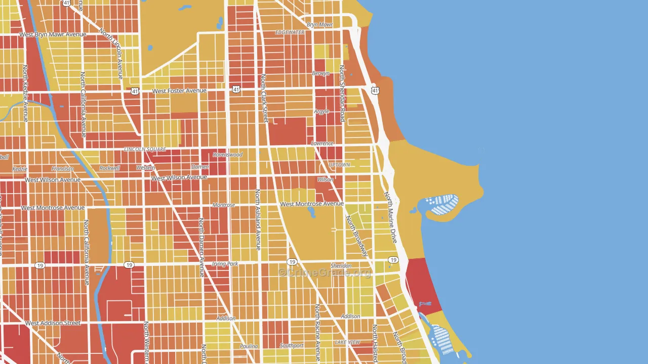 Uptown, Chicago, IL Map of Vehicle Theft Rates