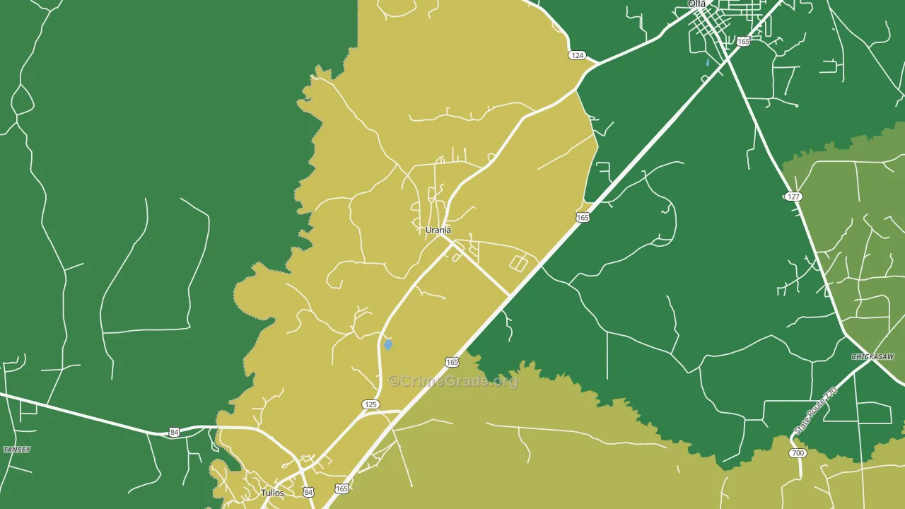 Urania, LA Map of Vehicle Theft Rates