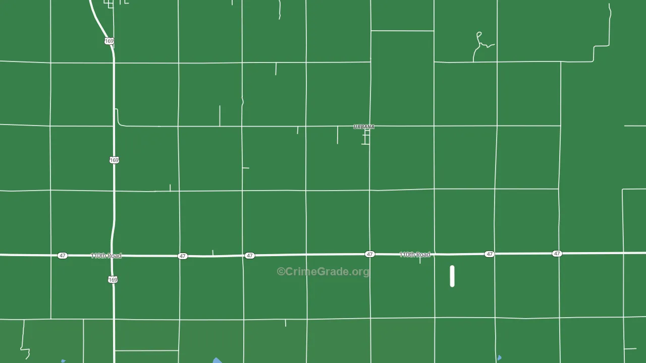 Urbana, KS Map of Vehicle Theft Rates
