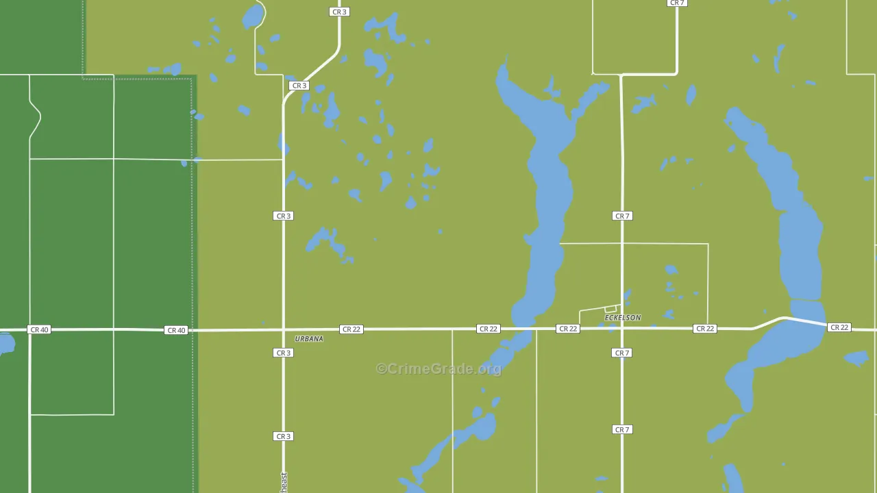 Urbana, ND Map of Vehicle Theft Rates