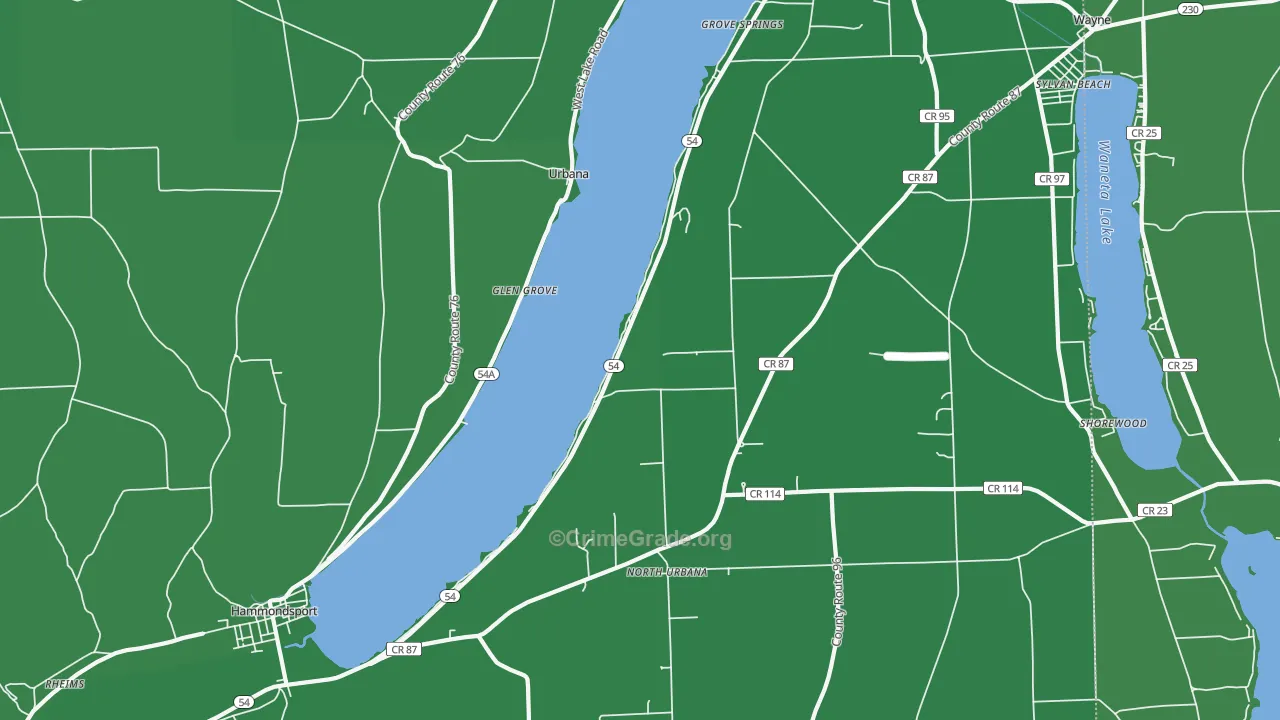 Urbana, NY Map of Vehicle Theft Rates