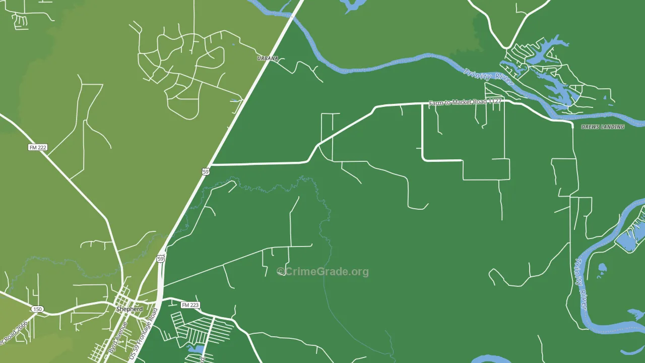 Urbana, TX Map of Vehicle Theft Rates
