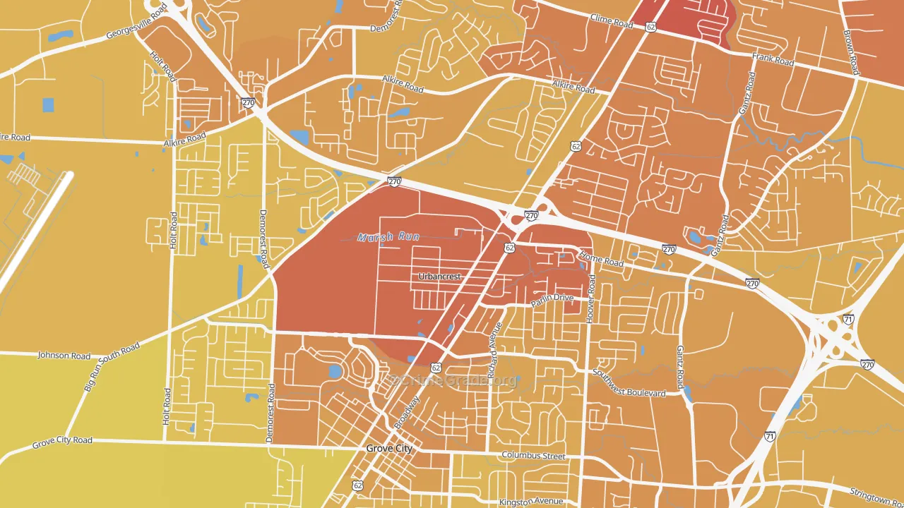 Urbancrest, OH Map of Vehicle Theft Rates