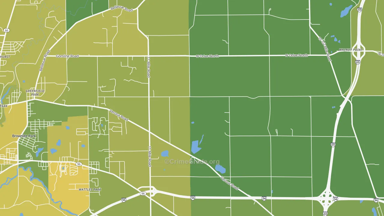 Urbandale, MI Map of Vehicle Theft Rates