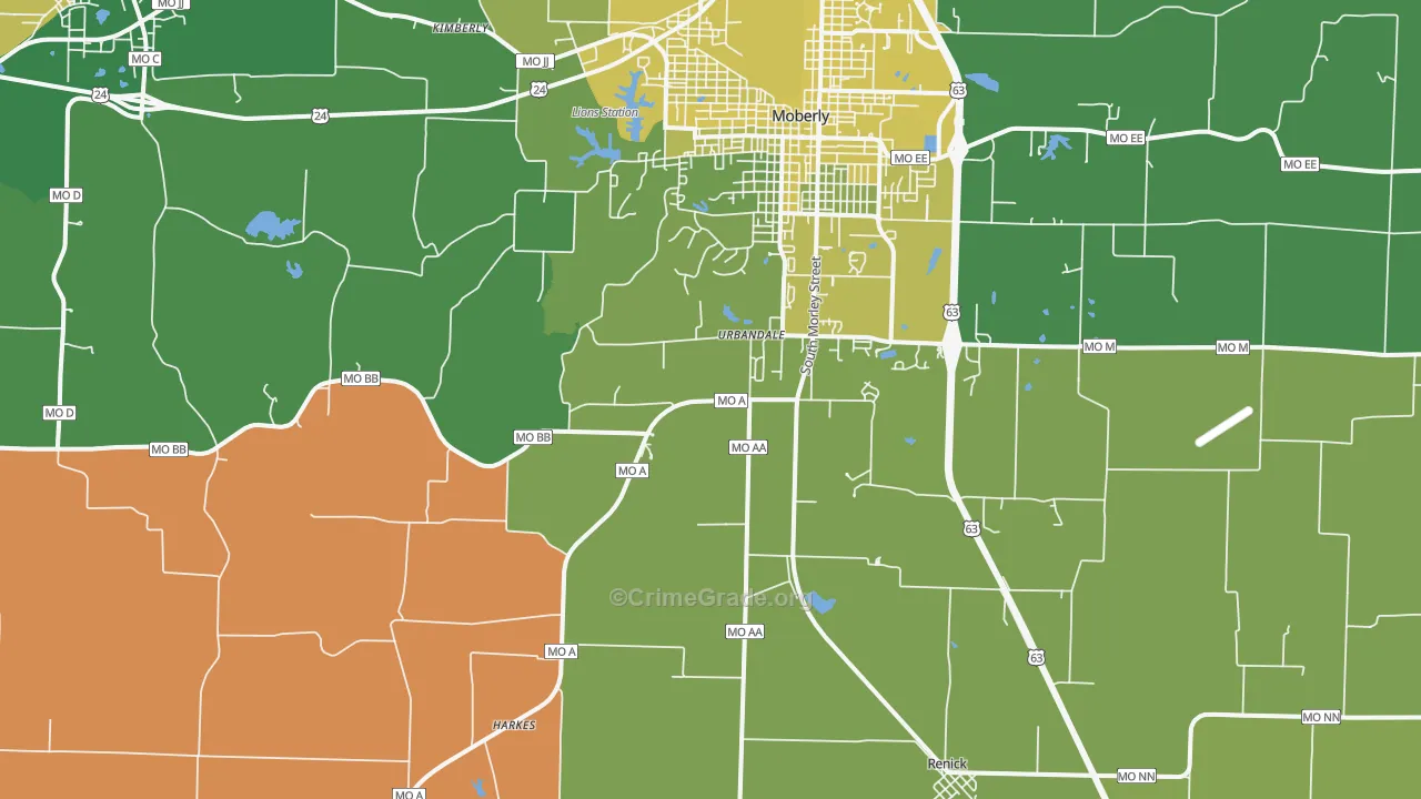Urbandale, MO Map of Vehicle Theft Rates