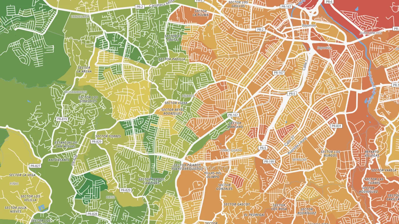 Urbanizacion Bayamon Gdns, Bayamon, PR Map of Vehicle Theft Rates
