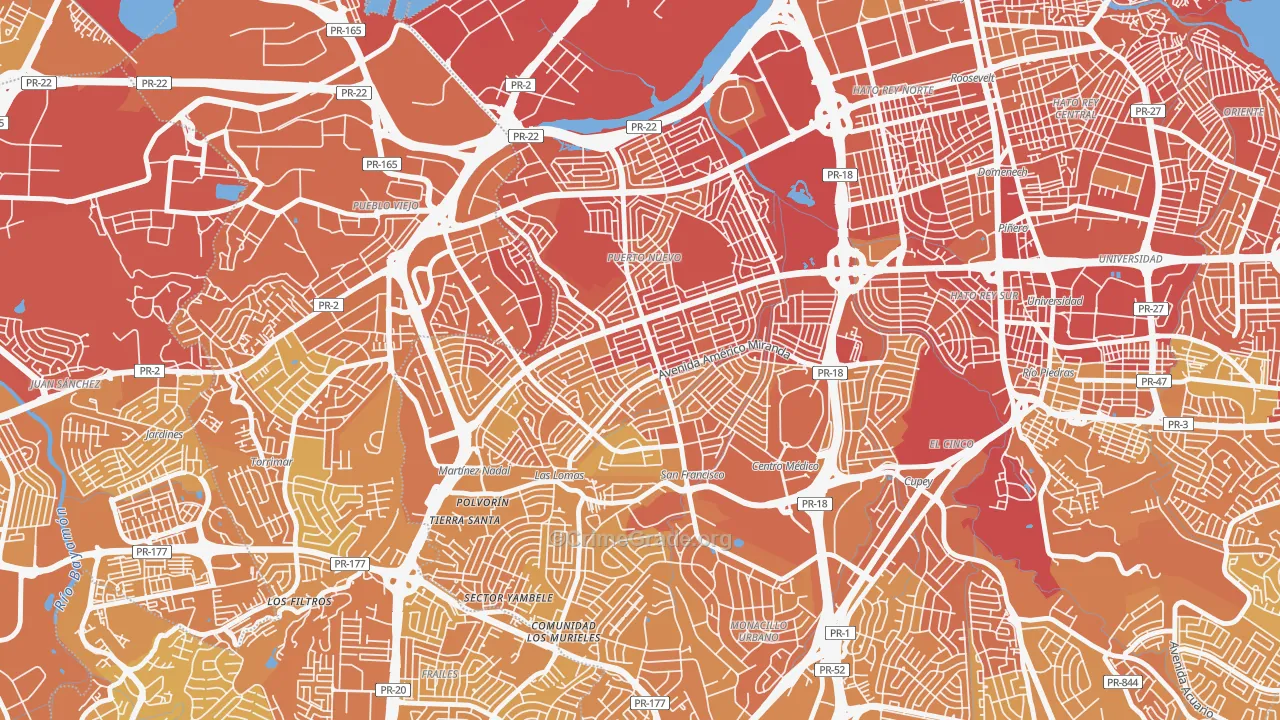 Urbanizacion Caparra Terrace, San Juan, PR Map of Vehicle Theft Rates