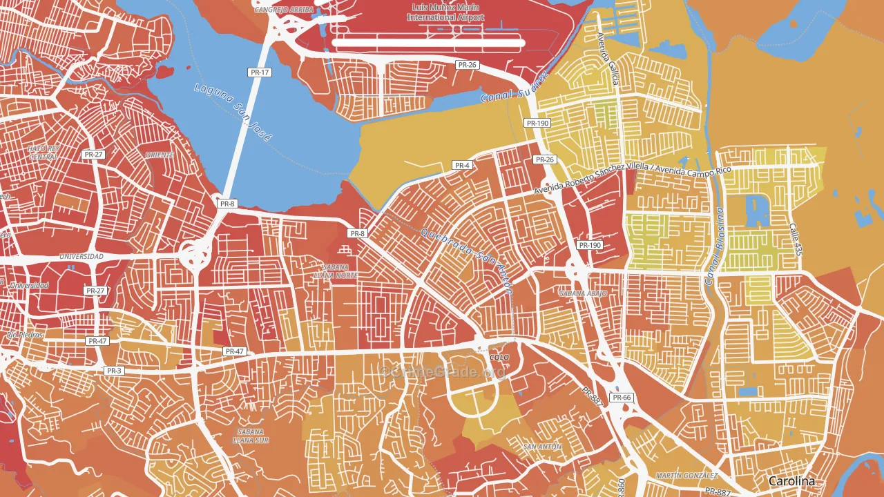 Urbanizacion Country Club, San Juan, PR Map of Vehicle Theft Rates