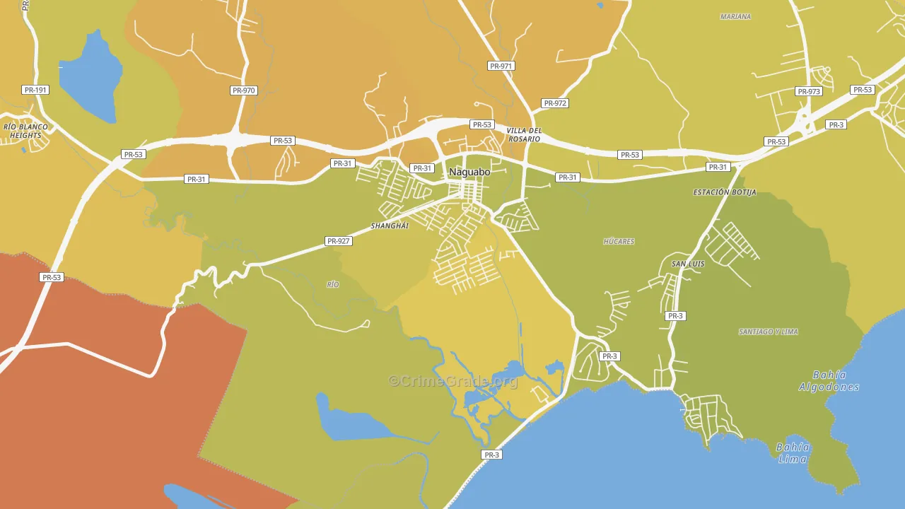 Urbanizacion Diplo, Naguabo, PR Map of Vehicle Theft Rates