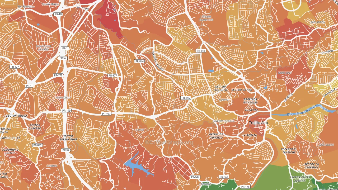 Urbanizacion Fairview, San Juan, PR Map of Vehicle Theft Rates