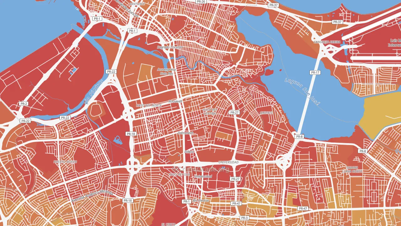 Urbanizacion Floral Park, San Juan, PR Map of Vehicle Theft Rates