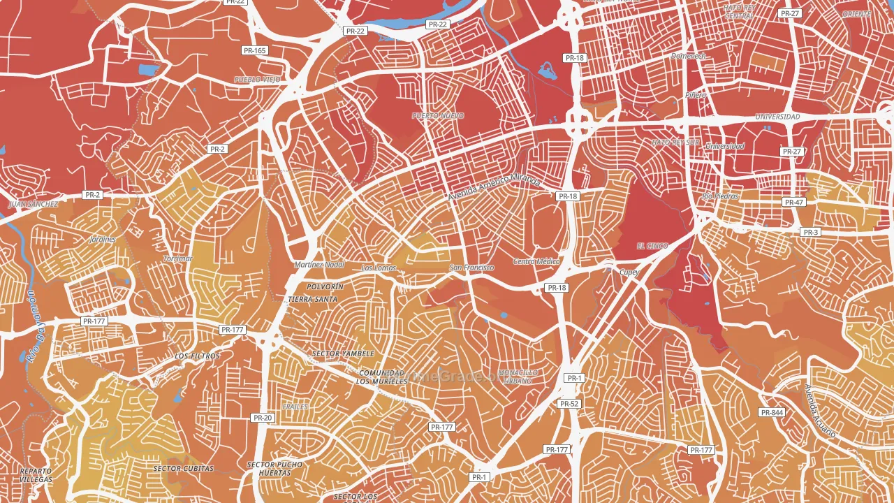 Urbanizacion La Riviera, San Juan, PR Map of Vehicle Theft Rates