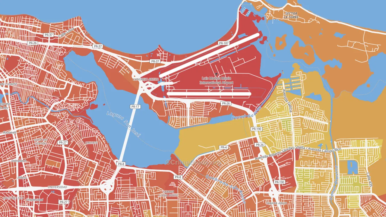 Urbanizacion Los Angeles, Carolina, PR Map of Vehicle Theft Rates
