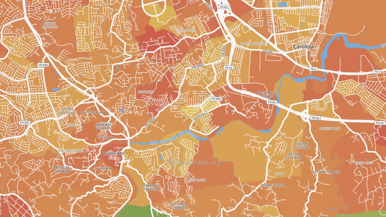 Urbanizacion Metropolis, Carolina, PR Map of Vehicle Theft Rates