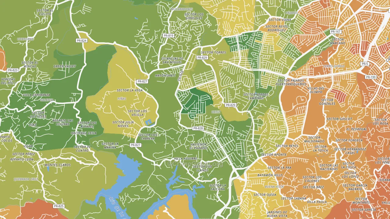 Urbanizacion Palacios del Rio 2, Bayamon, PR Map of Vehicle Theft Rates