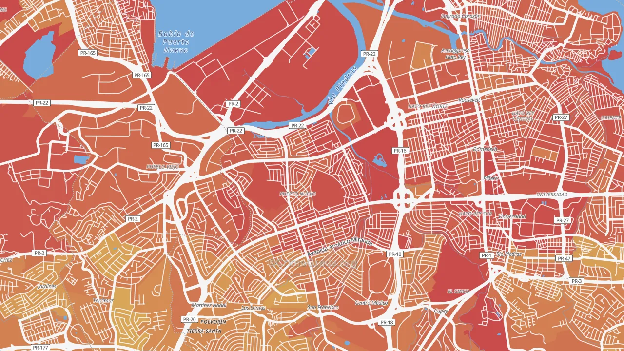 Urbanizacion Puerto Nuevo, San Juan, PR Map of Vehicle Theft Rates