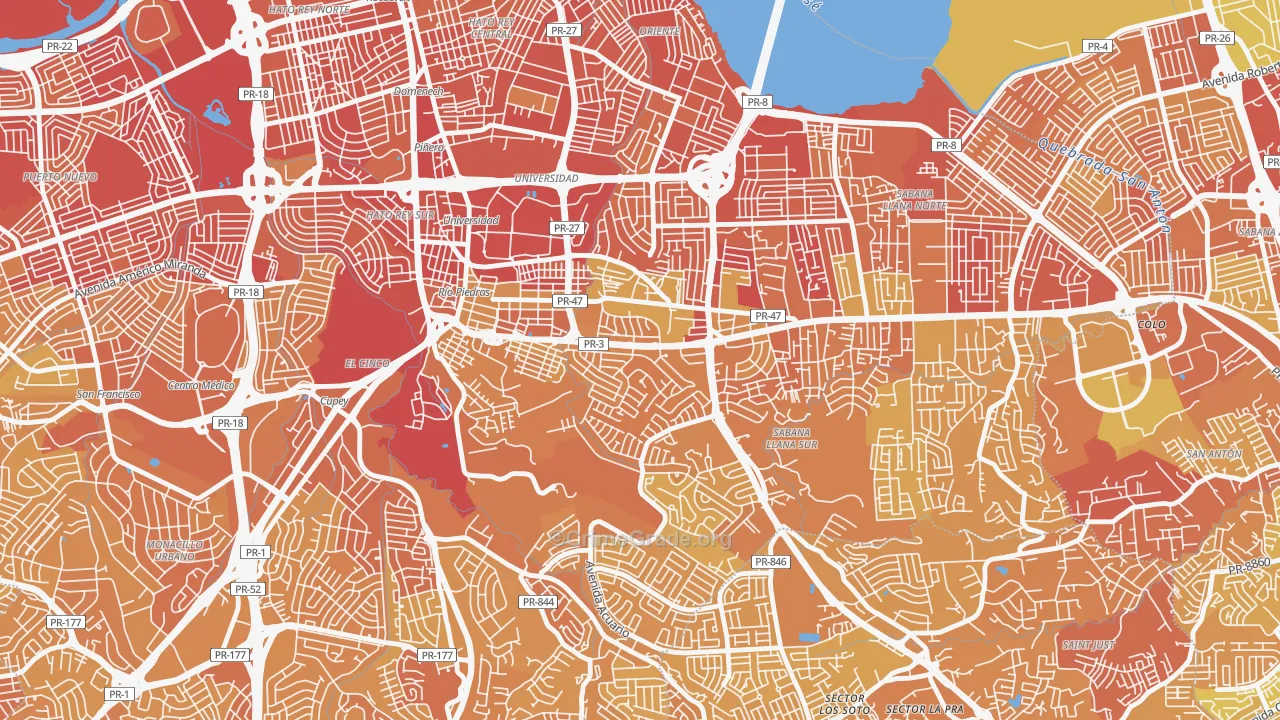 Urbanizacion San Agustin, San Juan, PR Map of Vehicle Theft Rates