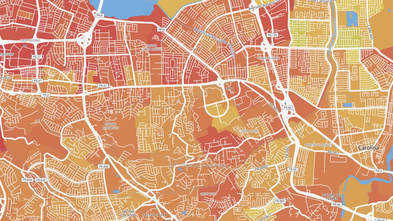 Urbanizacion San Martin, San Juan, PR Map of Vehicle Theft Rates