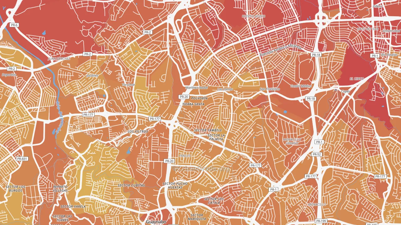 Urbanizacion Santiago Iglesias, San Juan, PR Map of Vehicle Theft Rates