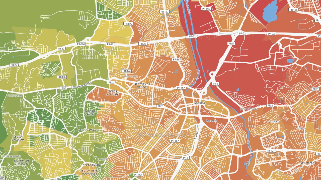 Urbanizacion Sierra Bayamon, Bayamon, PR Map of Vehicle Theft Rates