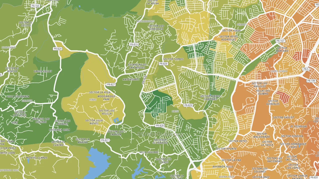 Urbanizacion Toa Alta Hts, Toa Alta, PR Map of Vehicle Theft Rates
