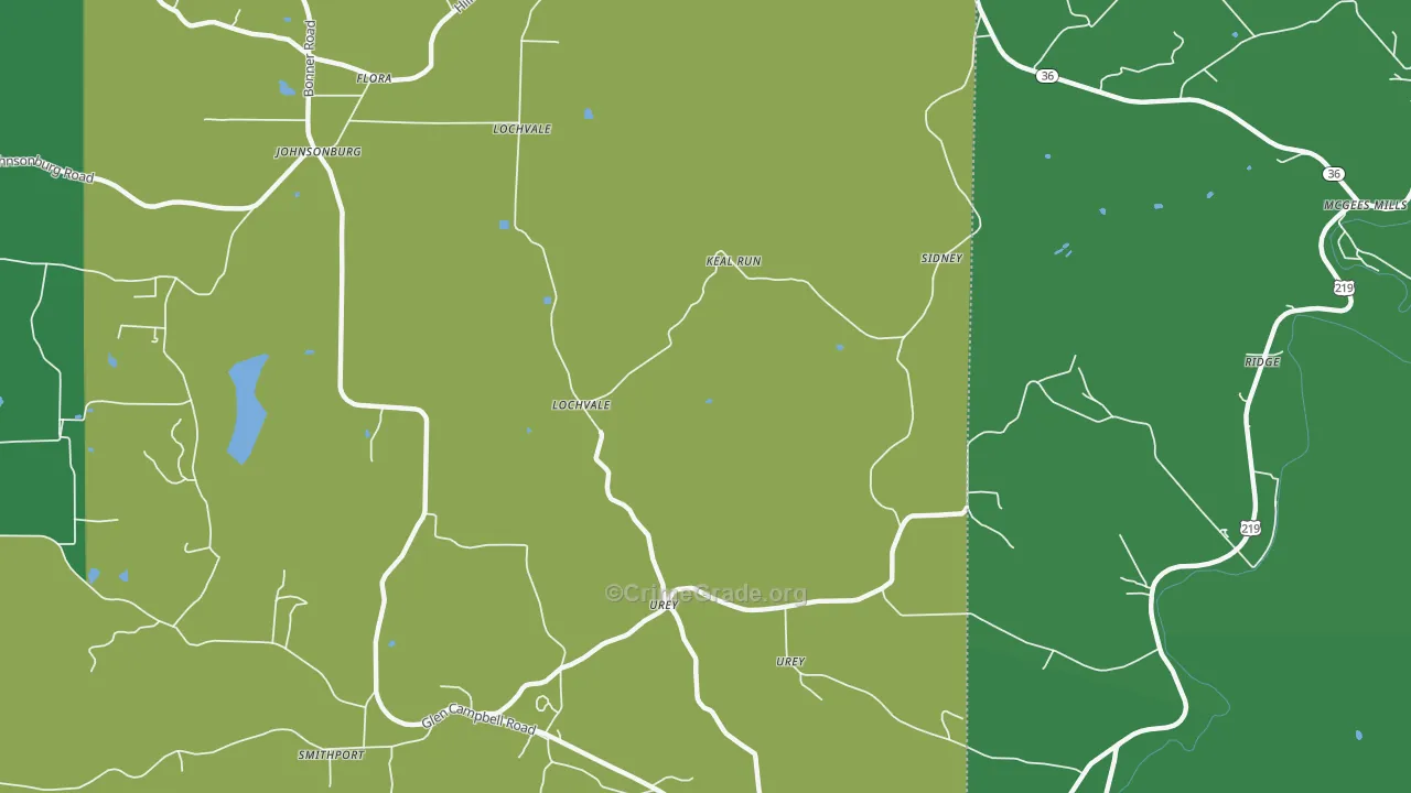 Urey, PA Map of Vehicle Theft Rates