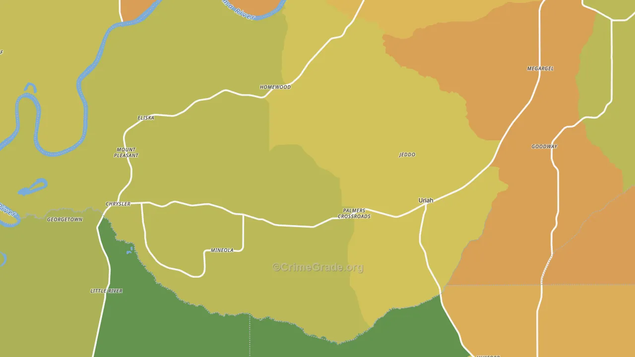 Uriah, AL Map of Vehicle Theft Rates