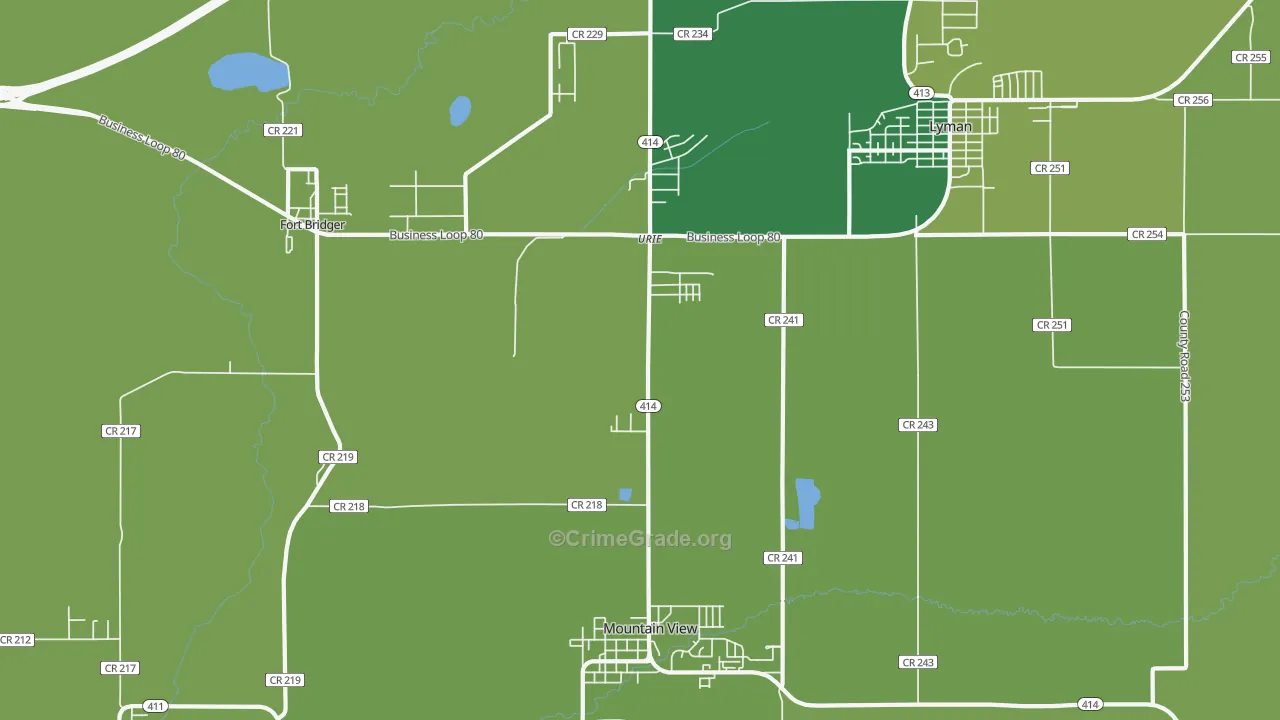 Urie, WY Map of Vehicle Theft Rates