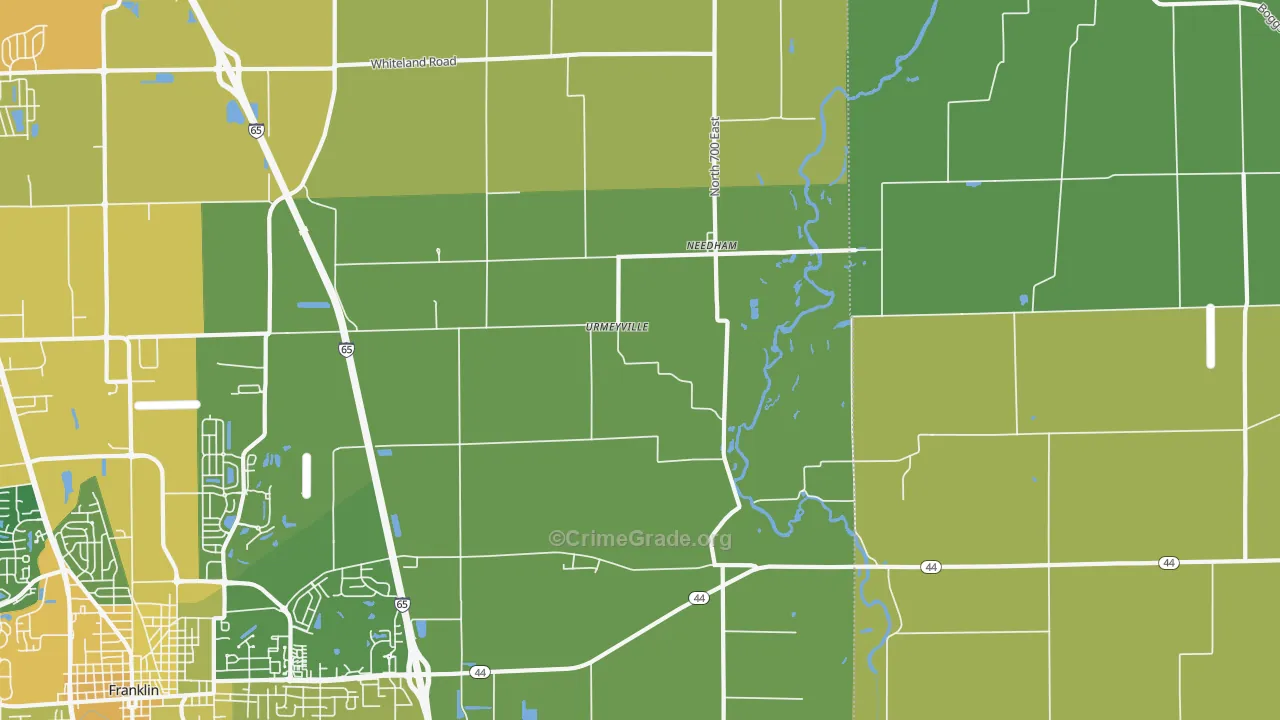Urmeyville, IN Map of Vehicle Theft Rates