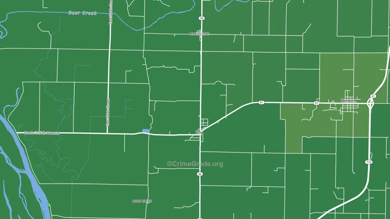 Ursa, IL Map of Vehicle Theft Rates