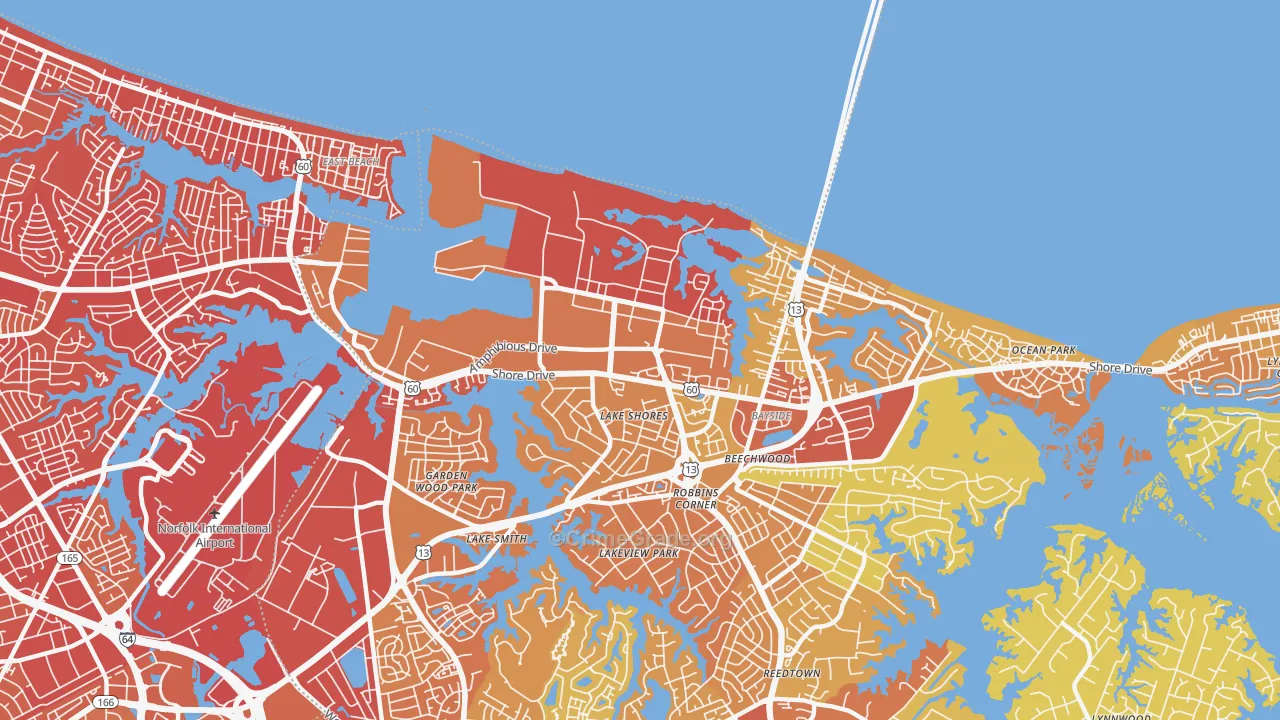 US Navy Little Creek Amphibious Base, Norfolk, VA Map of Vehicle Theft Rates