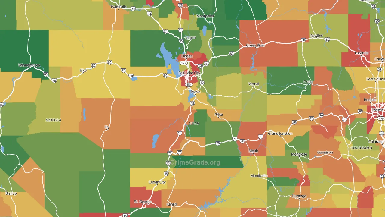 Utah Map of Vehicle Theft Rates