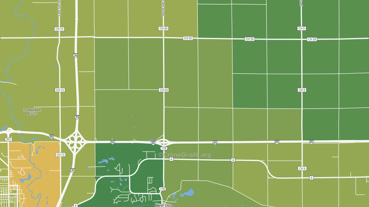 Utica, IL Map of Vehicle Theft Rates