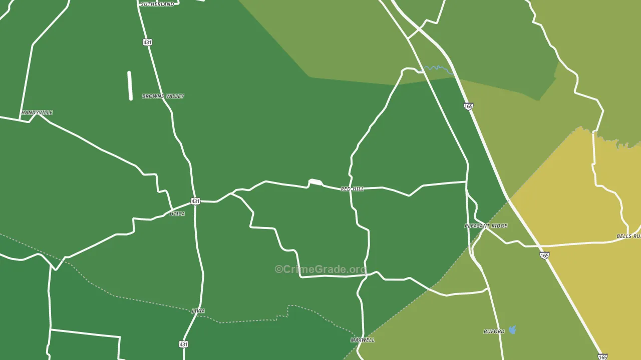 Utica, KY Map of Vehicle Theft Rates