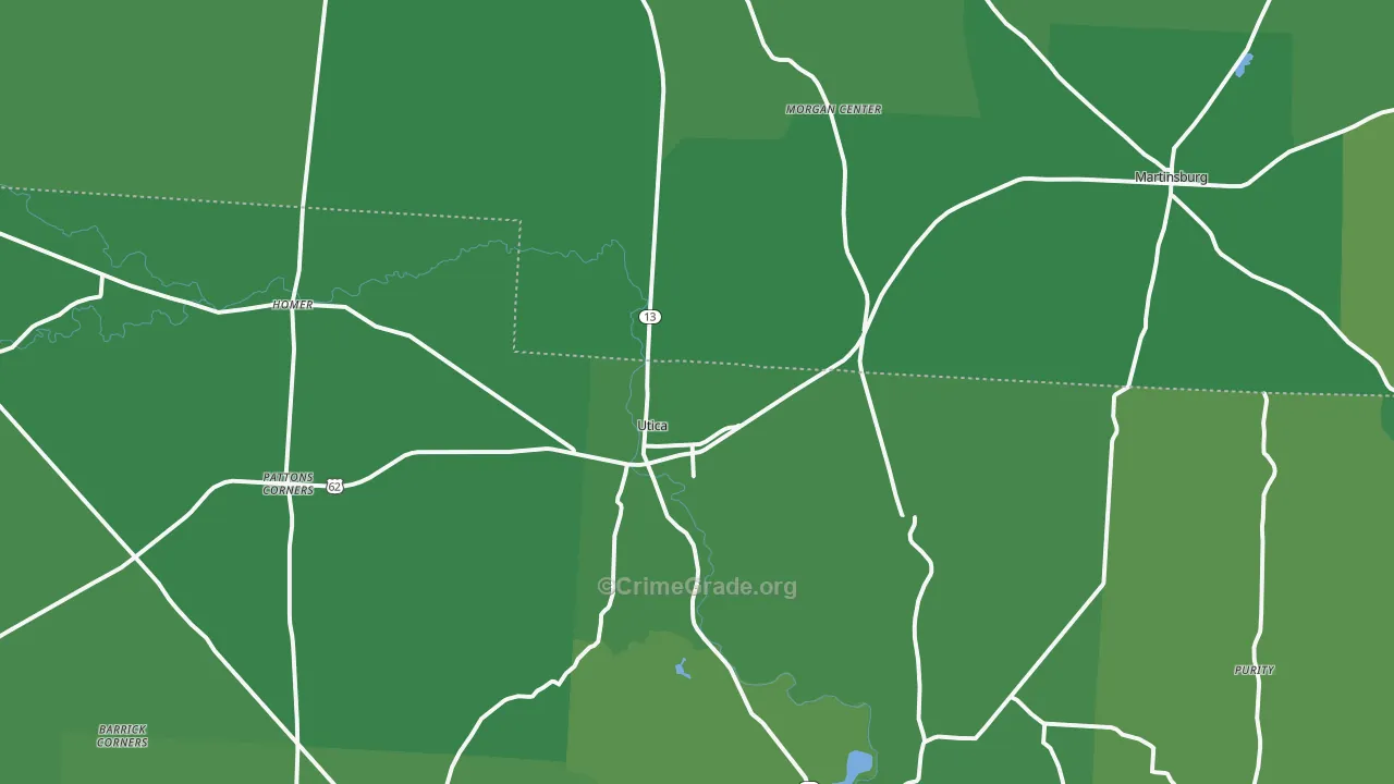Utica, OH Map of Vehicle Theft Rates