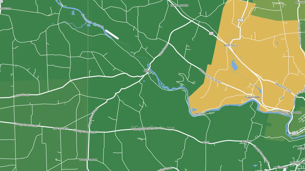 Utica, PA Map of Vehicle Theft Rates