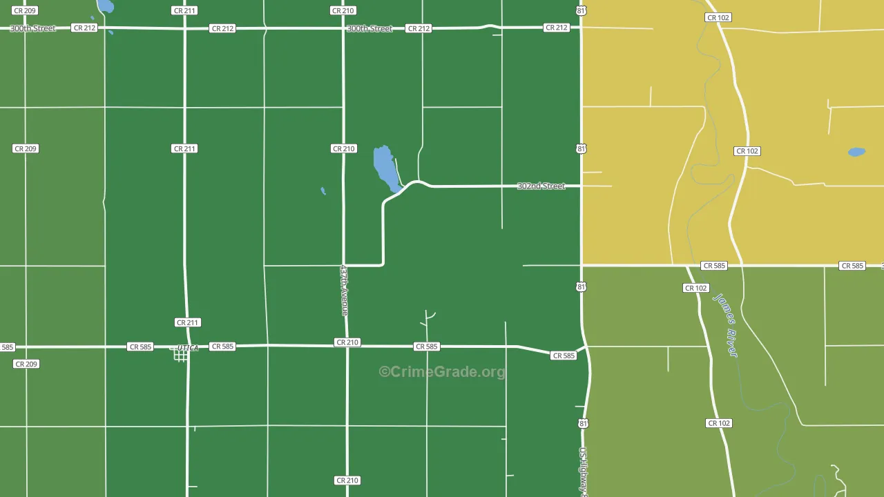 Utica, SD Map of Vehicle Theft Rates