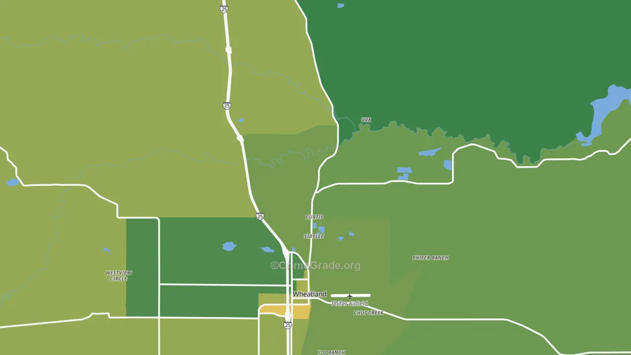 Uva, WY Map of Vehicle Theft Rates