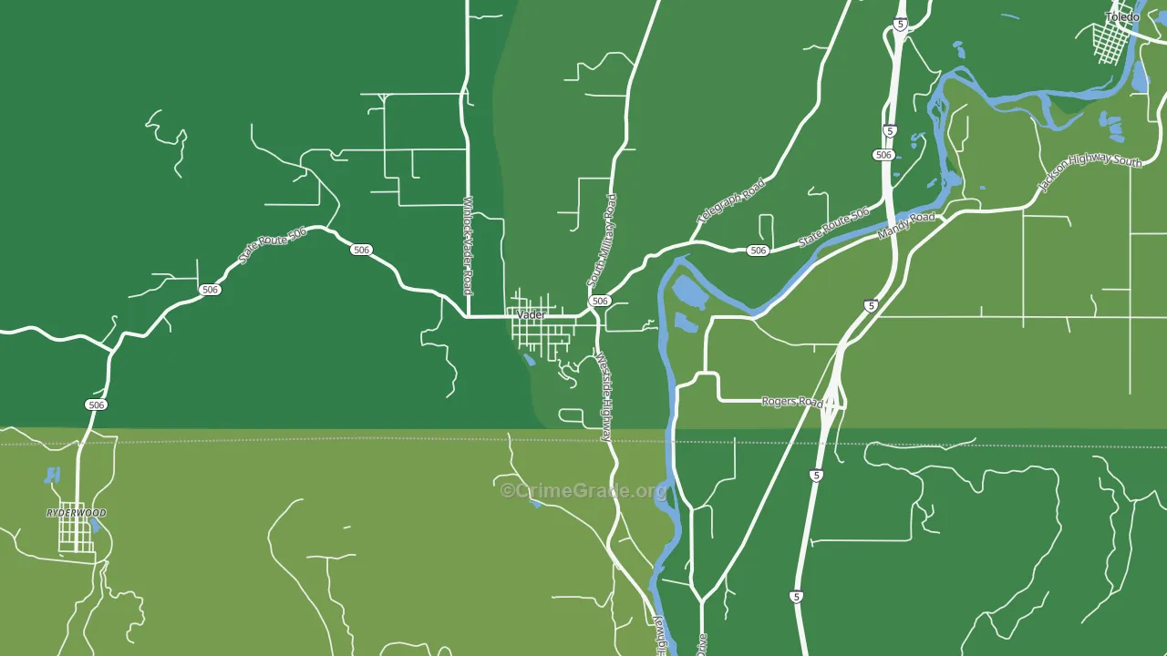 Vader, WA Map of Vehicle Theft Rates