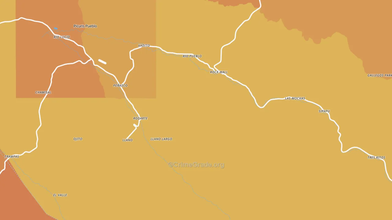 Vadito, NM Map of Vehicle Theft Rates